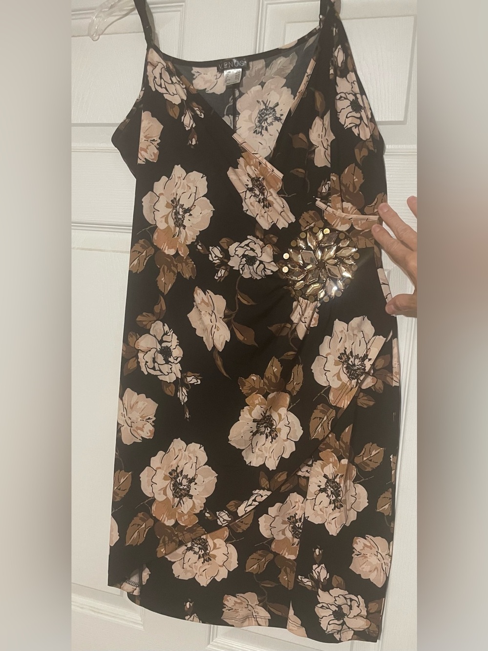 VENUS Black and Beige Floral Dress